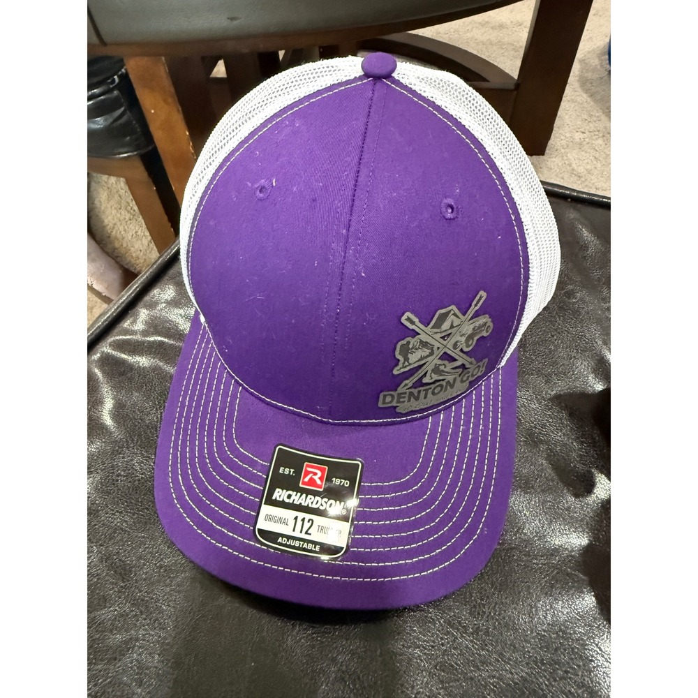 Richardson 112 Trucker Hat Purple White Denton Co Fishing Snapback Mesh Cap